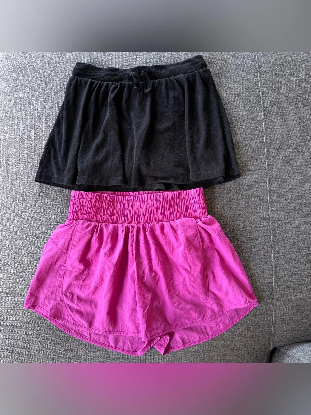 Girls bundle 2PC Set Black Skort Skirt Bright Pink Athletic Shorts L 10-12